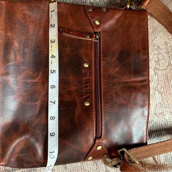 Myra Leather Handbag Purse Bag Brown Womens Accessories Medium Western Boho - Picture 7 of 8